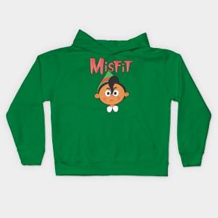 Misfit Elf 1 Red and Green Kids Hoodie